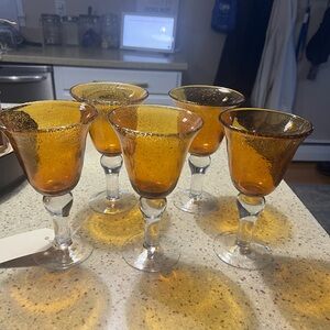 Amber Iris AmberBubble Glass Goblets Set for Elegant Dining